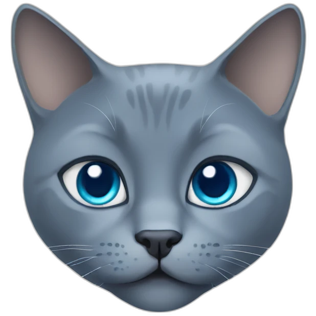 Russian blue cat face with blue eyes emoji