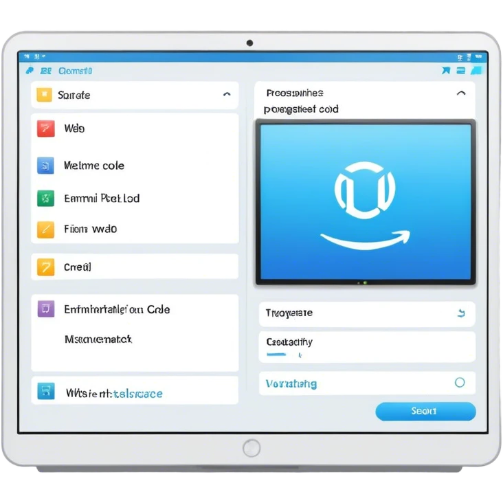 Create a professional emoji for UX/UI design. Show a program interface with two windows: one displaying programming code, and the other showing the completed web interface. Use modern, professional colors. Do not include any emojis or smiley faces. Make the background transparent. emoji