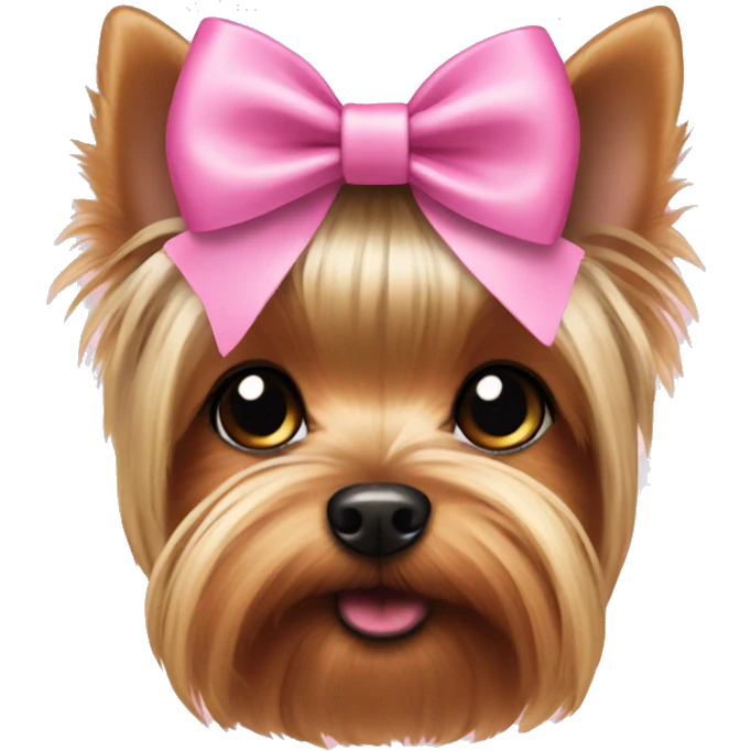 Yorkie wearing a pink bow emoji