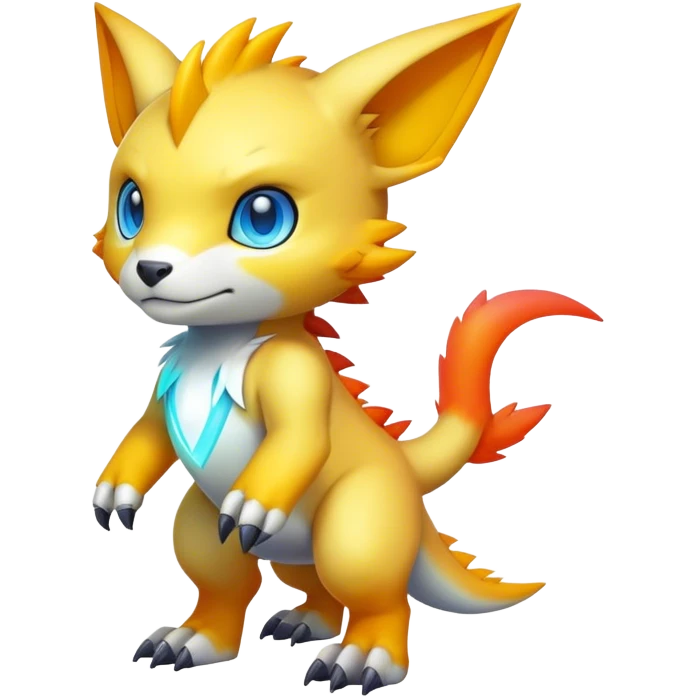 Cute cool colorful Digimon-animal-hybrid full body emoji