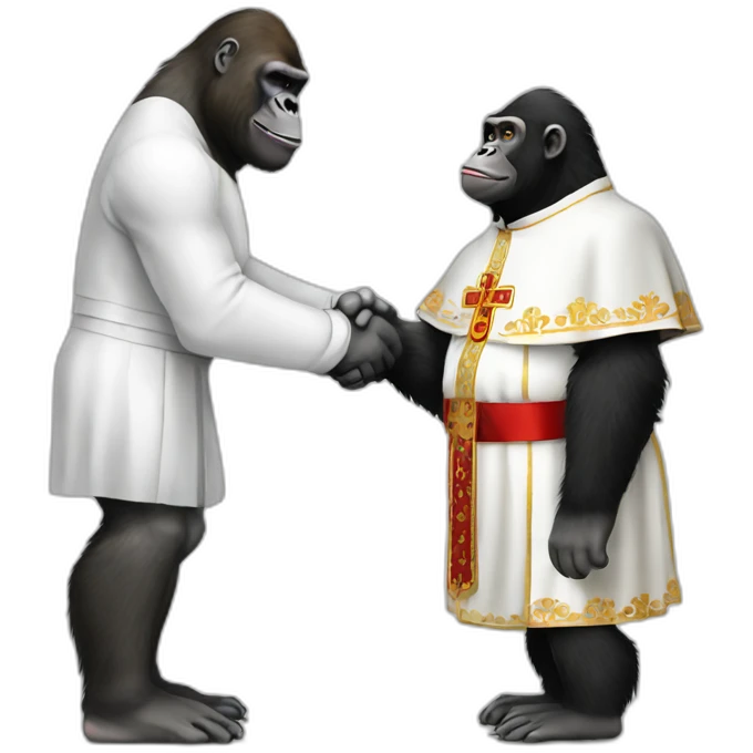 Gorilla shaking hands with pope emoji