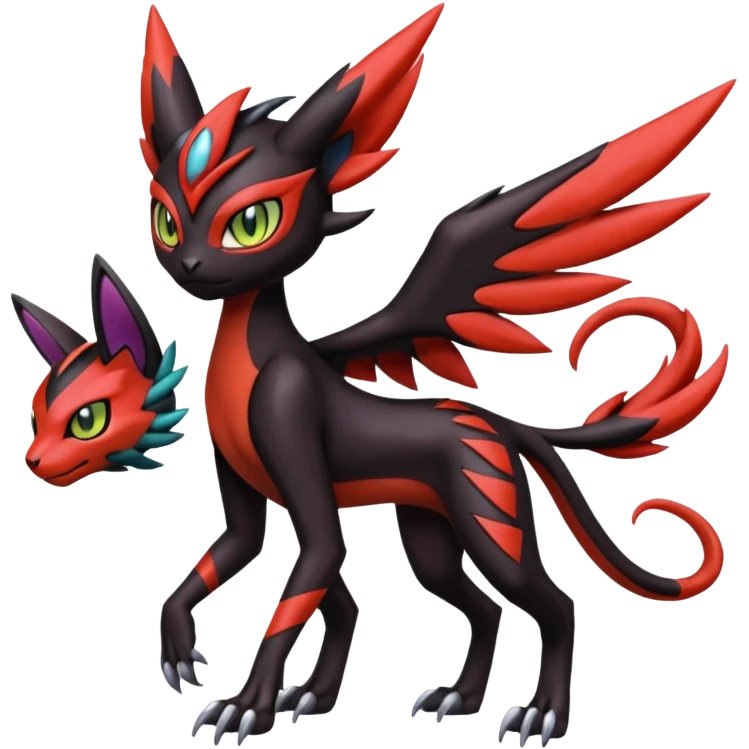 Colorful Cool Badass  Meloetta-Litten-Noivern-Guilmon-Darkrai-Pokémon-Fakémon-fusion-hybrid-creature emoji