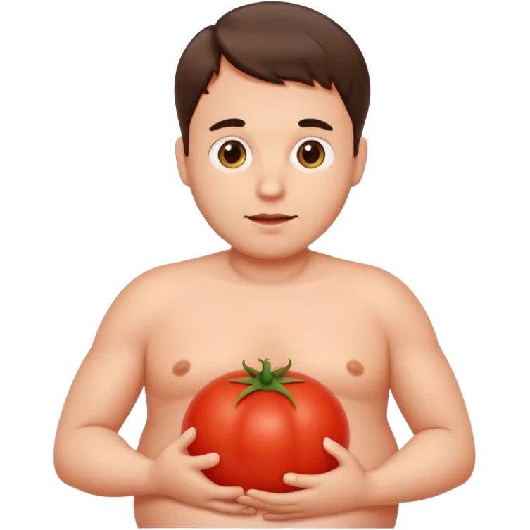pregnant man with tomato belly emoji
