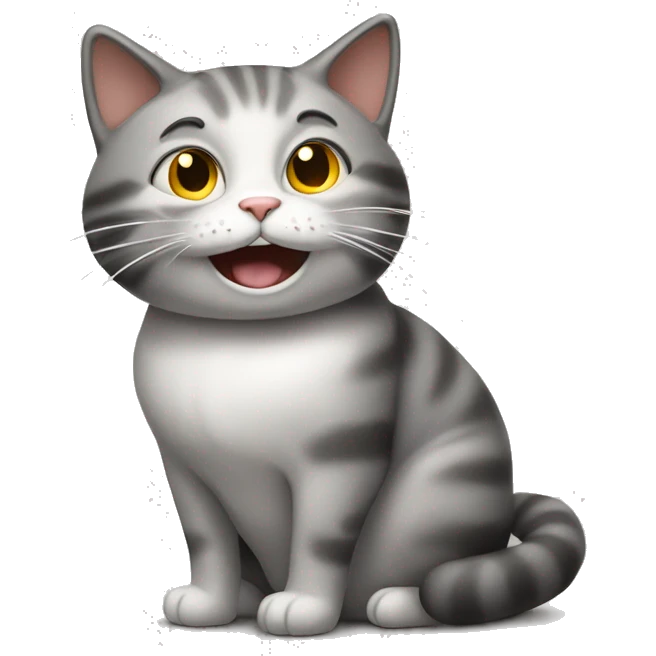 Satisfied Sitting cat with wind blowing on face emoji