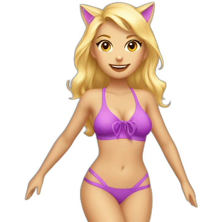 hot catgirl blonde swim suit emoji
