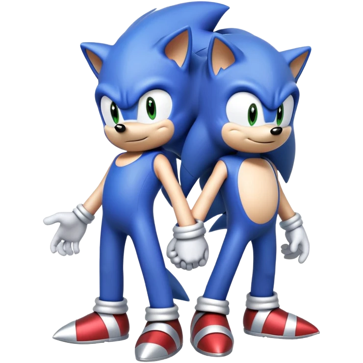 Sonic the Hedgehog, baby Sonic, and Silver the Hedgehog holding hands together emoji