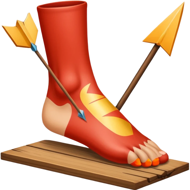 tavolo con freccia verso un piede emoji