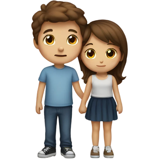 brown haired boy and brown haired girl kissing emoji