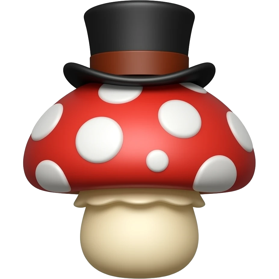 An mushroom with a top hat emoji