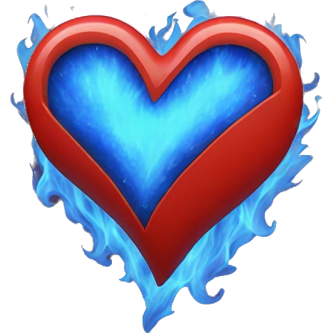 red heart inside blue fire emoji