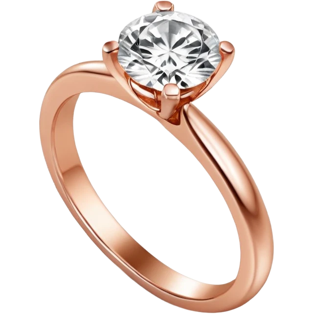 Rose gold engagement ring with round diamond emoji