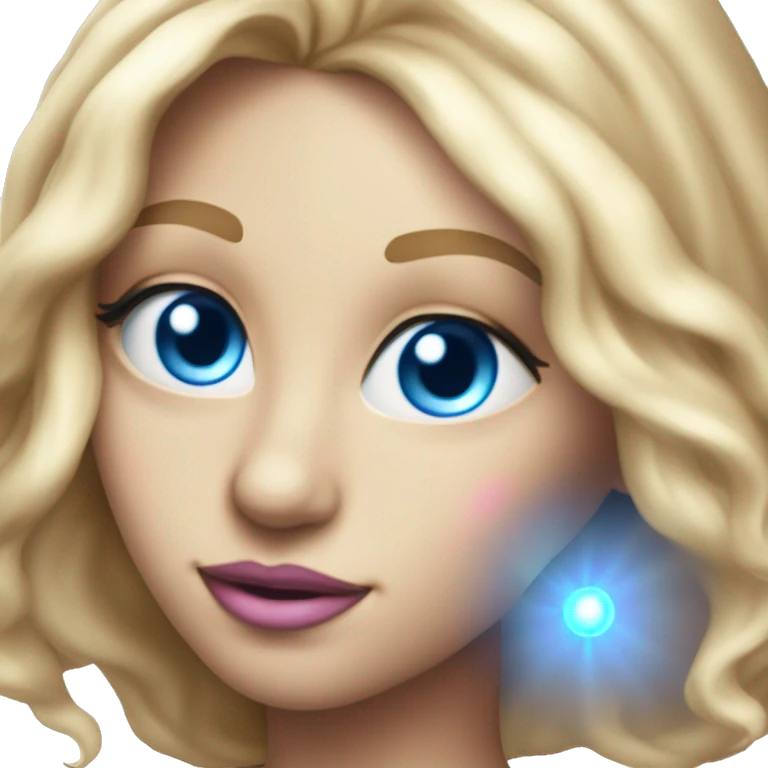 magical diva with thin pink andromedan face long blonde hair and blue eyes glowing third eye emoji