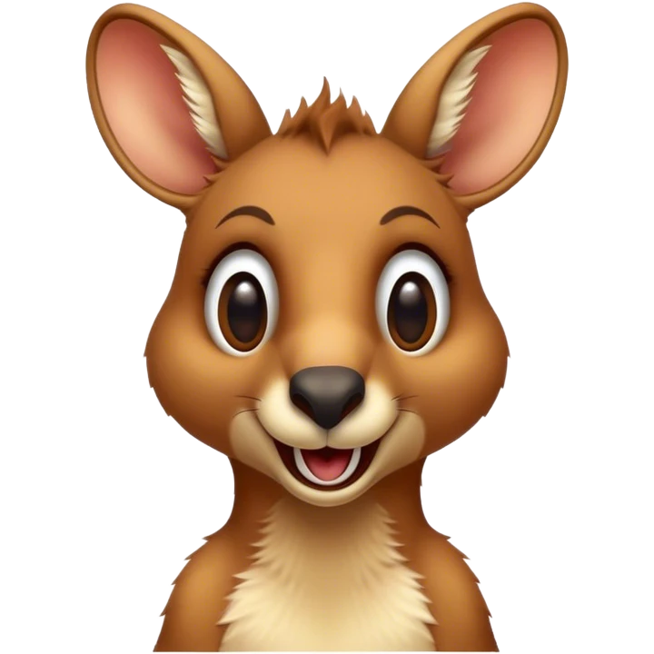 Cinematic Realistic Comical Kangaroo Portrait Emoji, Head tilted dramatically with an exaggeratedly amused expression, featuring a striking, richly textured tawny coat with bold natural markings and wide, expressive eyes full of playful disbelief, rendered with lifelike precision and dynamic natural light, high shine, dramatic yet playful, styled with an air of cheeky outback mischief, soft glowing outline, capturing the essence of a spirited and over‐the‐top kangaroo that looks ready to bound its way into viral fame! emoji