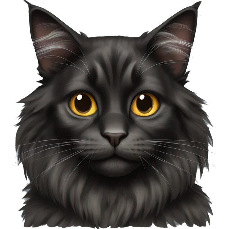 Black Maine-coon cat emoji