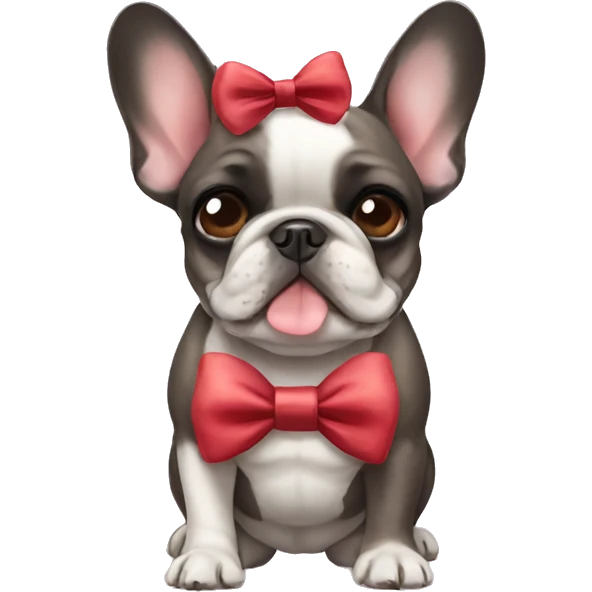 Cute French bulldog with a bow emoji