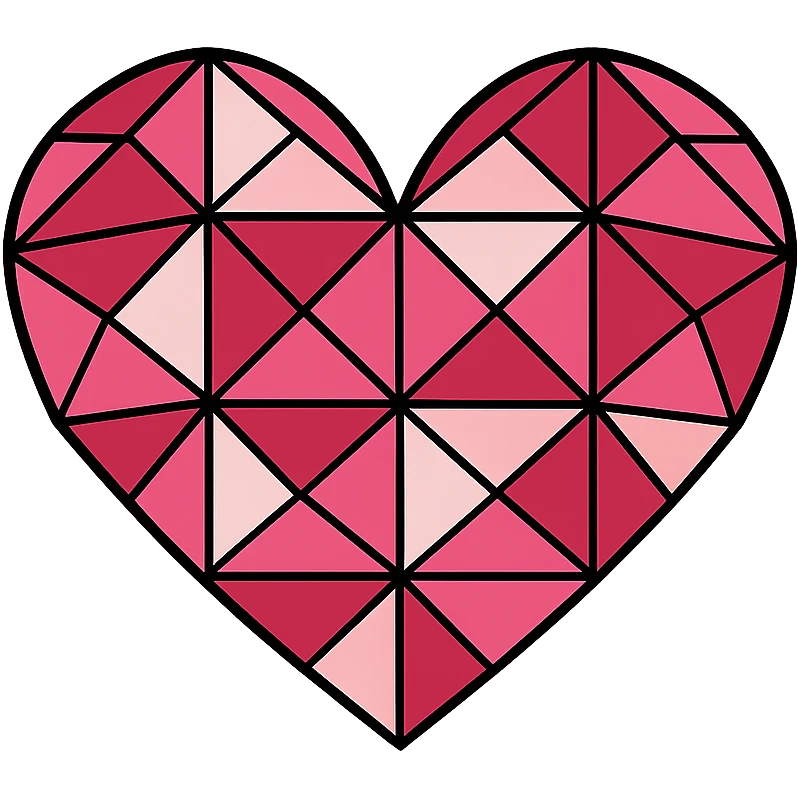 Remove the background, keep the heart with a geometric pattern in the style of ideogram v2a turbo, with transparent background. emoji