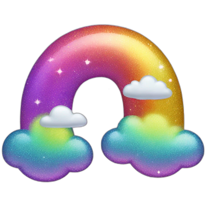 glitter rainbow with glitter clouds emoji
