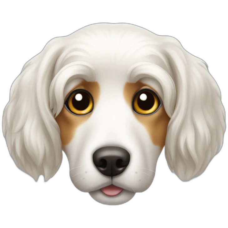 Kleiner weisser Hund mit langen Haaren emoji