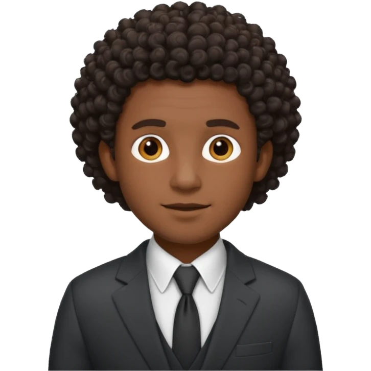 curly-haired black man in a suit emoji