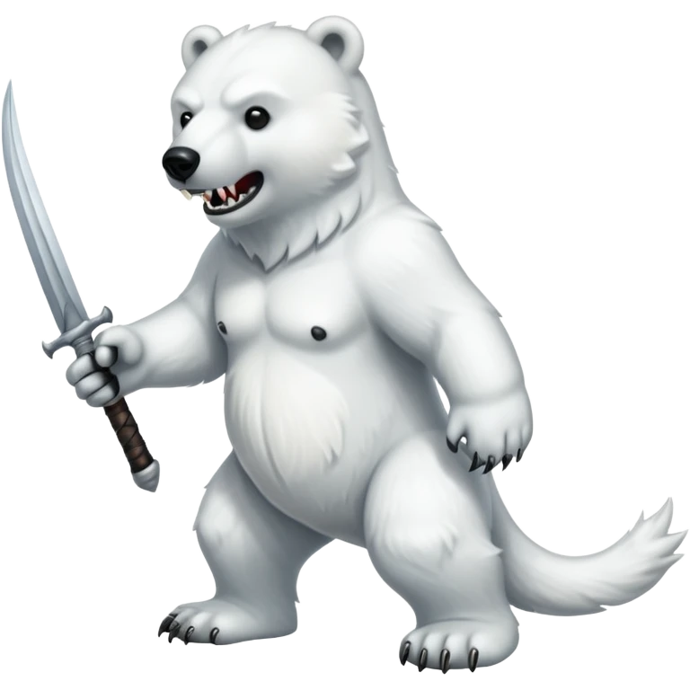 Polar bear with saber fangs and a wolf’s tail; full body emoji