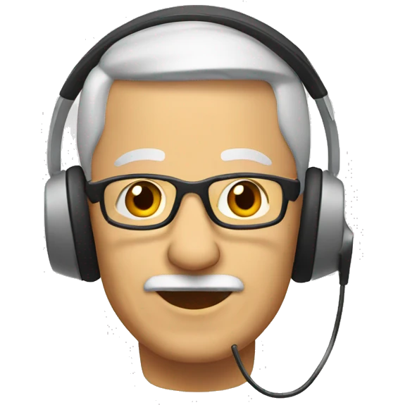 older interpreter with headphones emoji
