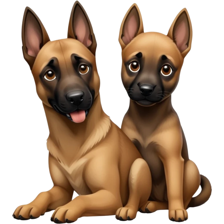 Adult Malinois and a puppy malinois playing with each other emoji
