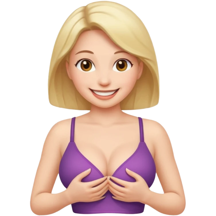A woman with a pussy with nothing on lifting her boobs emoji