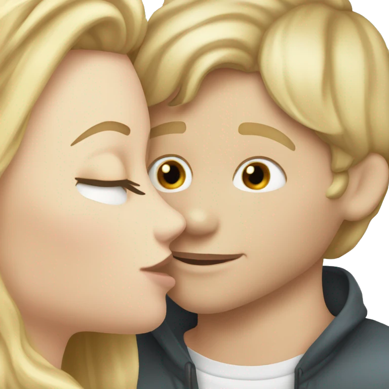 Blonde white girl kissing a white boy on the cheek emoji