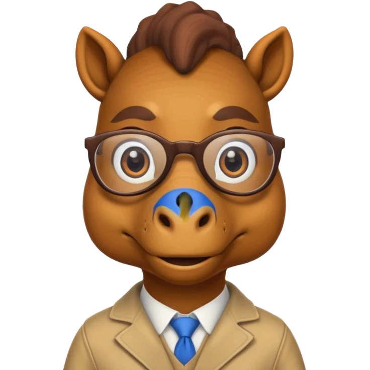 Dinosaur with glass on in a horse emoji