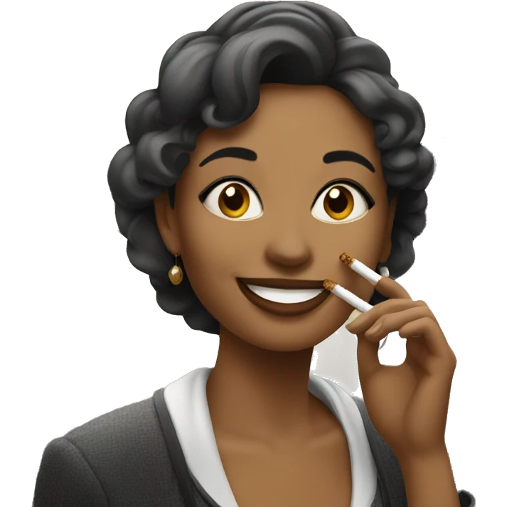happy woman in paris smoking a cigarette emoji