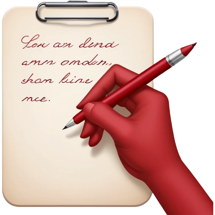 the hand writes with a dark red pen emoji