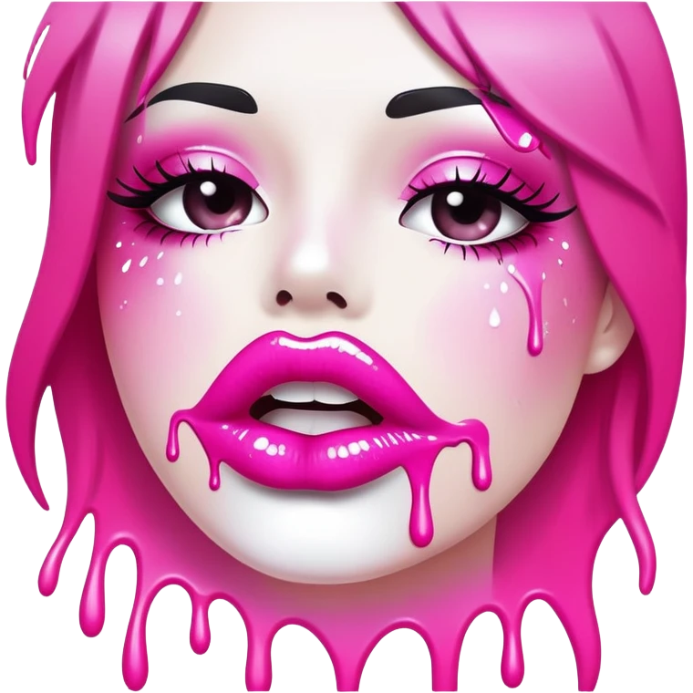 White paint dripping from hot pink ombre glittery lips emoji