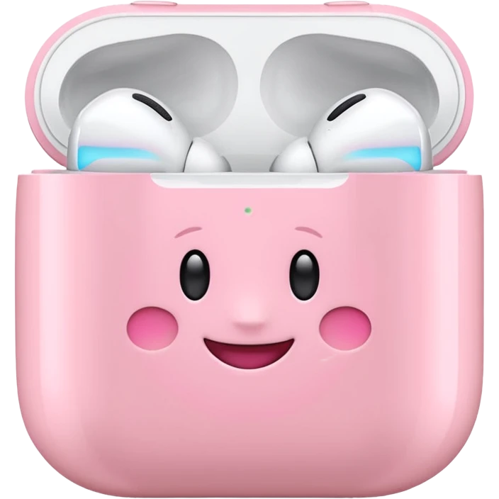 Create a pink happy circle emoji who listens to music on AirPods Max make them always this style 🥹 emoji
