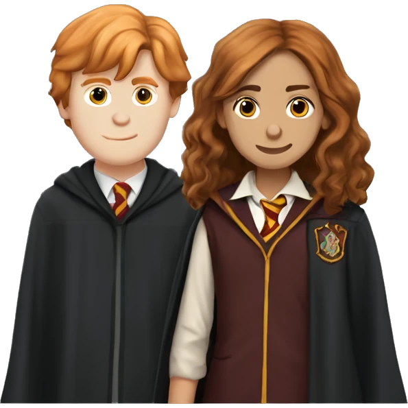 harry potter and hermione granger and ron weasley standing together emoji