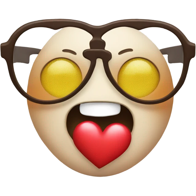 Happy emoji with glasses and showing a heart emoji