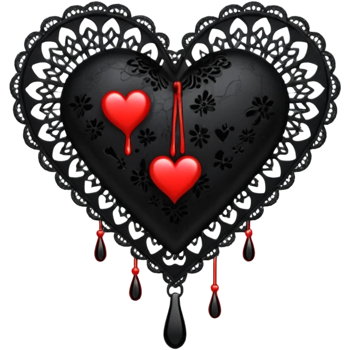 goth themed heart with a black lace fan emoji