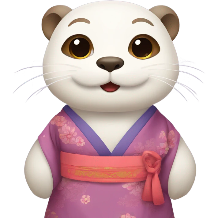 a otter face wearing traditional korean hanbok emoji