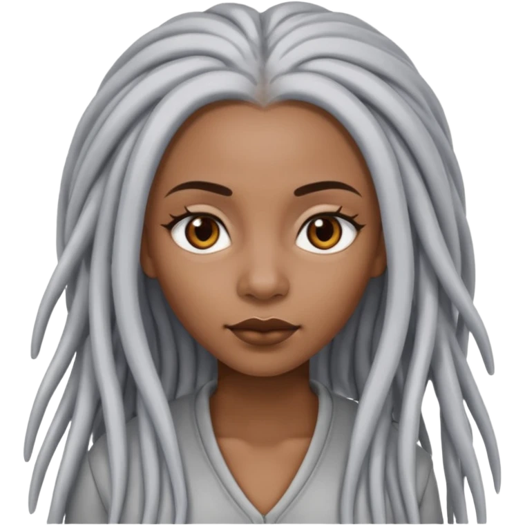 black woman with grey eyes with long silver dreadlocs emoji