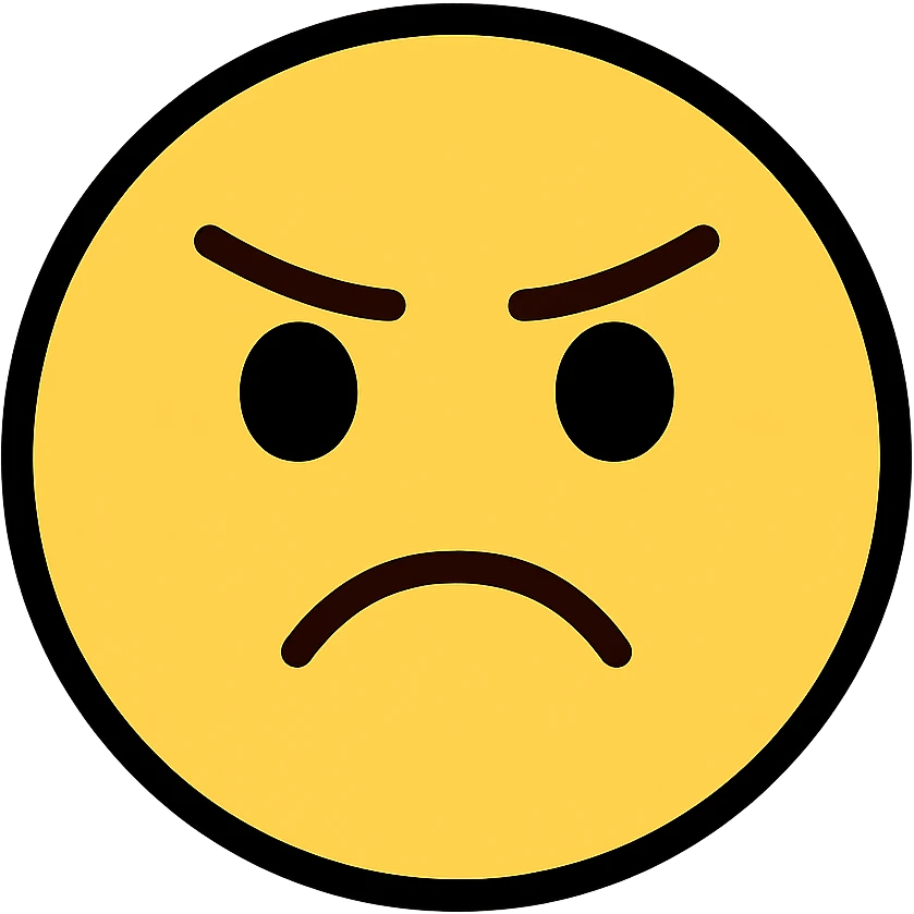 confused and annoyed face, color outline icon style, with furrowed brows emoji