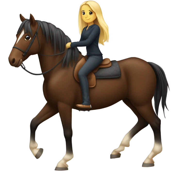 caballo marrón oscuro con chica rubia arriba emoji