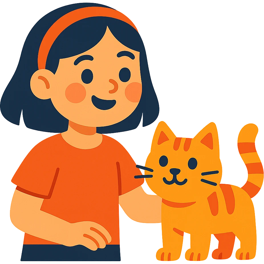 a girl and a cat emoji