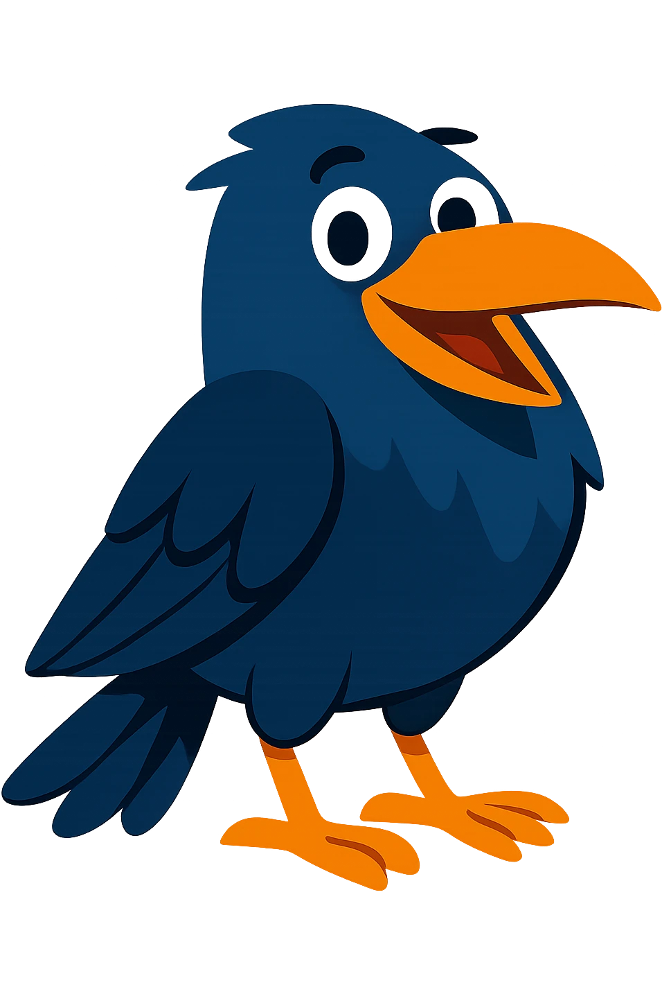 blue raven, playful, cartoonish emoji