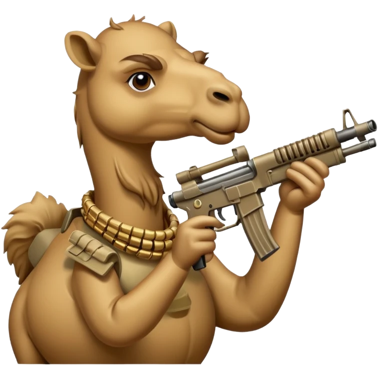 Camel with machine gun emoji