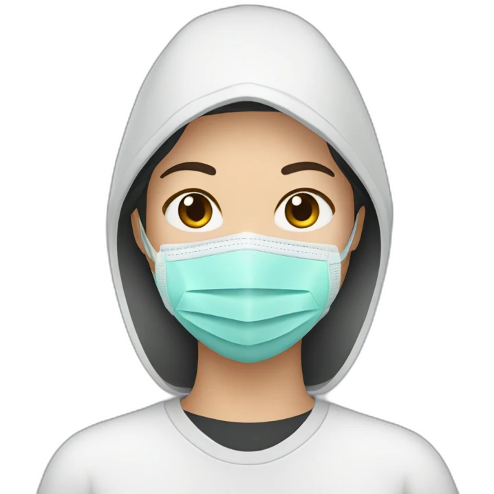 Asian woman wearing N95 Respirator emoji