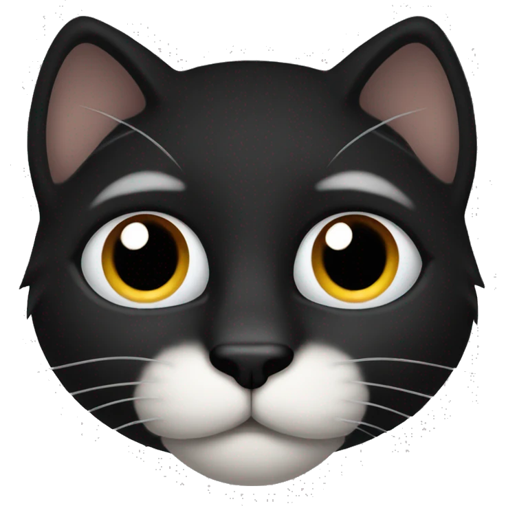 fluffy black cat nose half white emoji