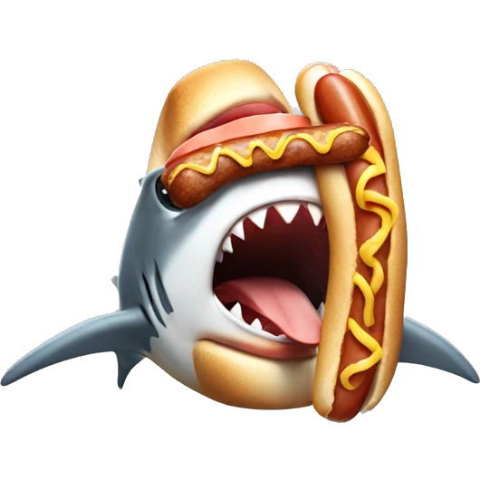 Sad shark eating a hot dog emoji