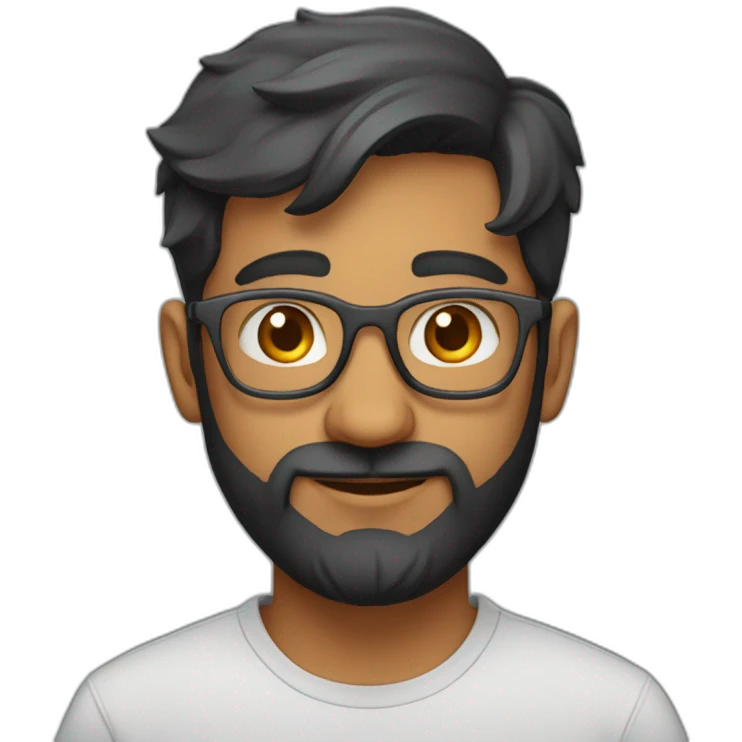 indian physics phd student with a short beard and round glasses in a t shirt emoji