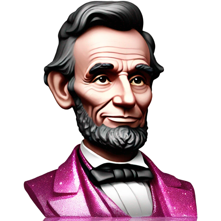 Pink ombre Abraham Lincoln statue smiling with glitter  emoji