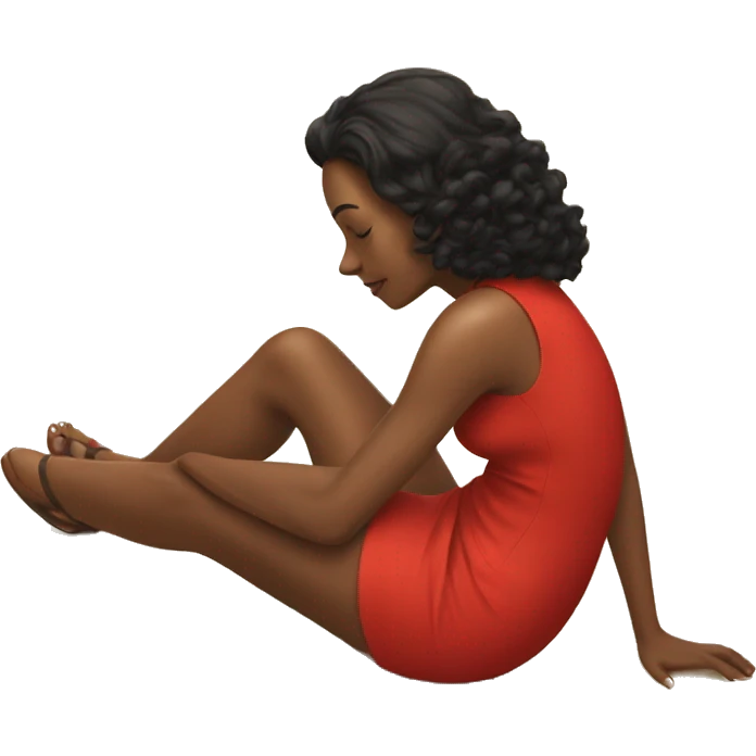 women on the floor in red dress emoji
