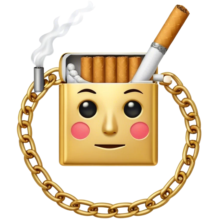 Cigarette with a face wearing a gold chain emoji